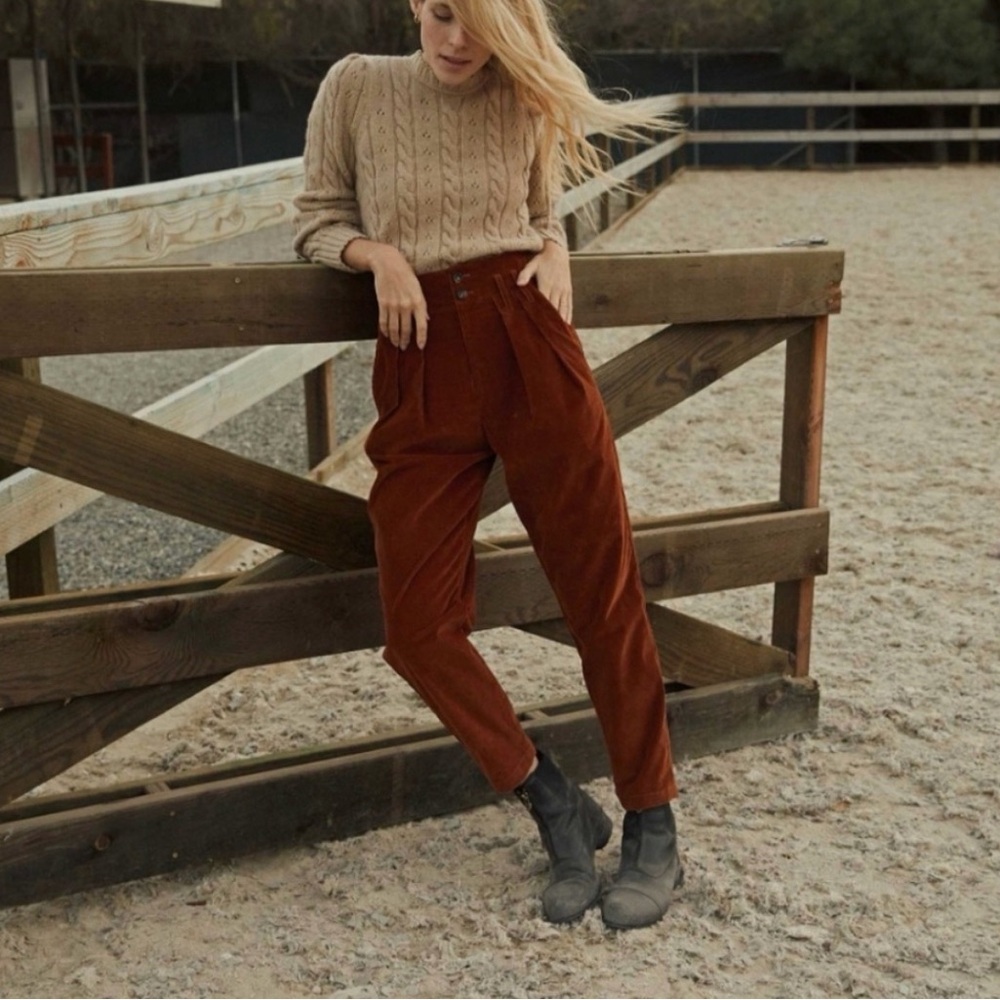 Doen Nelda high rise corduroy pants - Terra Di Sienna - Picture 2 of 9